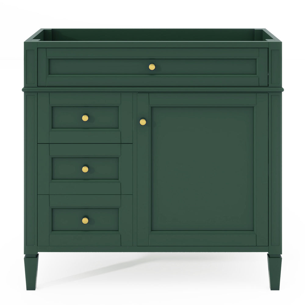 English Elm 36'' Bathroom Vanity – Modern Solid Wood Storage Cabinet With 2 Drawers, Tip-Out Drawer & Customizable Design N710P256582F