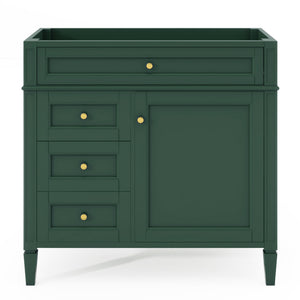 English Elm 36'' Bathroom Vanity – Modern Solid Wood Storage Cabinet With 2 Drawers, Tip-Out Drawer & Customizable Design N710P256582F