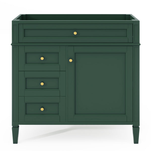 English Elm 36'' Bathroom Vanity – Modern Solid Wood Storage Cabinet With 2 Drawers, Tip-Out Drawer & Customizable Design N710P256582F