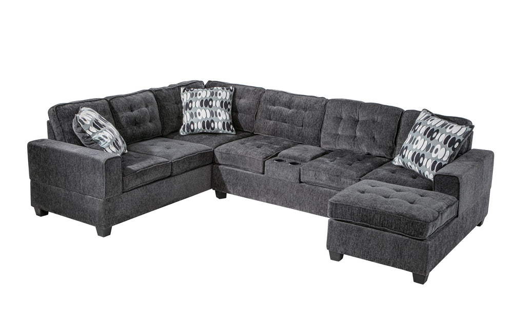 English Elm Oslo Gray Upholstered Sectional Sofa With Cup Holders | Spacious, Modern Comfort For Family Rooms B078S00593