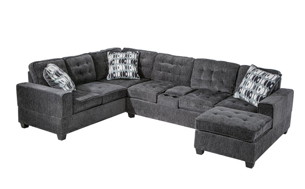 English Elm Oslo Gray Upholstered Sectional Sofa With Cup Holders | Spacious, Modern Comfort For Family Rooms B078S00593