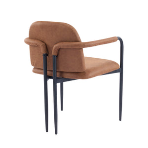 English Elm Christopher Knight Home® - Dinning modern iron-frame dining chair set of 2 with durable fabric seats, compact, stylish and sturdy Black,Brown N771P247180W