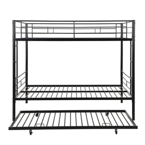 English Elm Full Over Full Metal Bunk Bed With Trundle - Durable, Space-Saving, Easy Assembly & Safety Features W311S00051