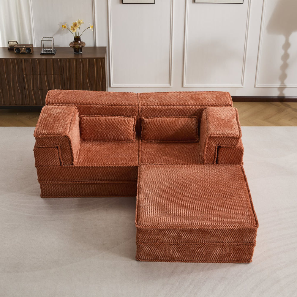 English Elm Compression Modular Sofa Bed - Cozy Convertible 2-Seater With Ottoman, No Assembly, Memory Foam Comfort W3723S00026