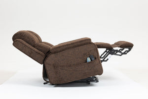 English Elm Oversized Power Lift Recliner with Heat Massage Lay Flat Design and Usb Charging Port Chocolate W547S00081