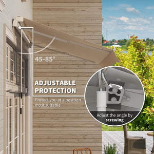 English Elm Outsunny 10' X 8' Manual Crank Retractable Awning - Uv & Water-Resistant Patio Shade For Decks & Balconies W2225P200942-GIGA