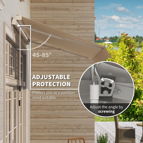 English Elm Outsunny 10' X 8' Manual Crank Retractable Awning - Uv & Water-Resistant Patio Shade For Decks & Balconies W2225P200942-GIGA