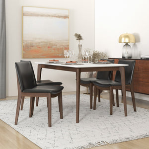 English Elm Solid Wood Frame Mid-century Dining Chairs Set of 2 with Curved Back Black Upholstery B183P201767