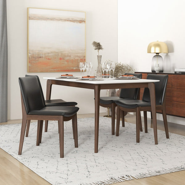 English Elm Solid Wood Frame Mid-century Dining Chairs Set of 2 with Curved Back Black Upholstery B183P201767