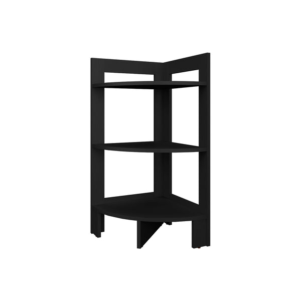 English Elm Gisela Modern Corner Shelf Three-Tier Space-Saving Display Unit for Books Decor and Storage Black 34.2 L x 16.9 W x 2.8 H B128P237171