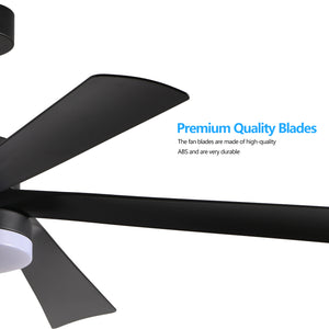 English Elm 65 Black 5-Blade Ceiling Fan with Dimmable LED Light, Remote Control, Quiet DC Motor, Modern Elegance for Living Room Bedroom W1340P243907