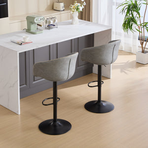 English Elm Adjustable Swivel Barstool Pu Leather Mid-century Frame for Kitchen Island Counter W1143P173512