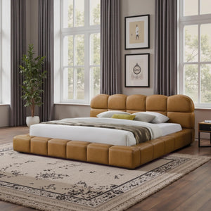 English Elm Roswell Vegan Leather King Platform Bed Biscuit Tufted Headboard Modern Bedroom B183S00211