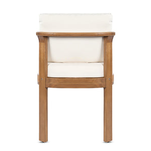 English Elm Acacia Wood Outdoor Dining Chairs Set of 2 Sculpted Patio Seating with Cushions Cream,Teak N768P373124L