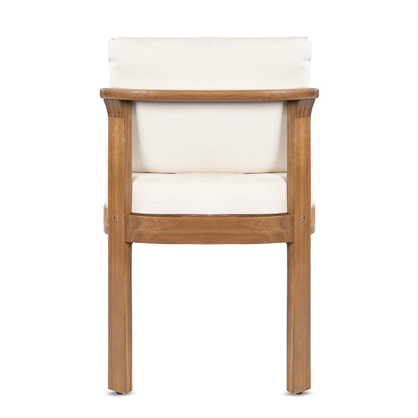 English Elm Acacia Wood Outdoor Dining Chairs Set of 2 Sculpted Patio Seating with Cushions Cream,Teak N768P373124L