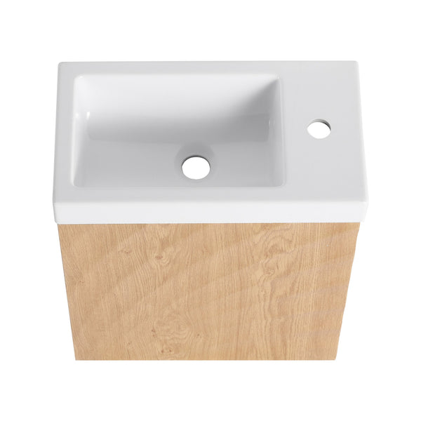 English Elm 18.5" Wall-Mounted Bathroom Vanity With Soft-Close Door & Resin Sink For Coastal Charm & Storage W1972P362136