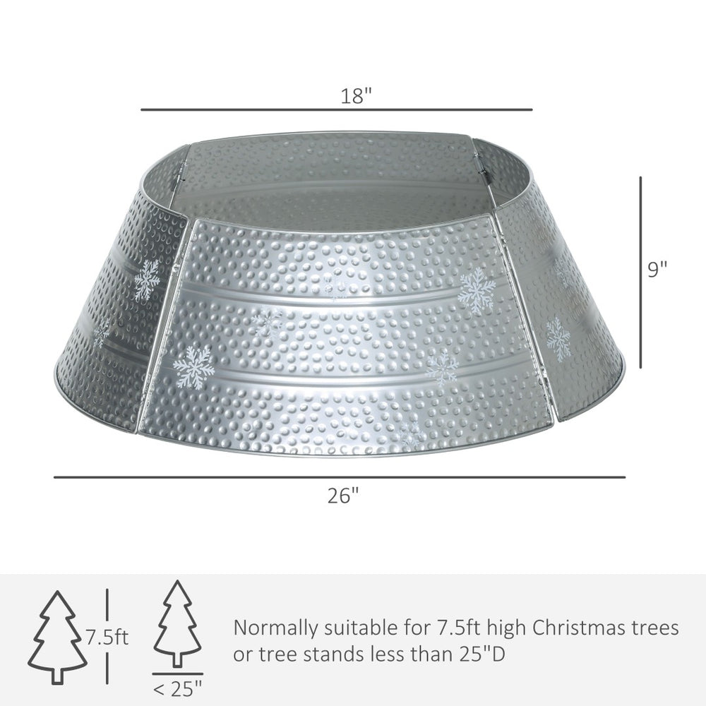 English Elm Steel Snowflake Engraved Christmas Tree Collar Silver Metal Base Holiday Decor T3971P416091