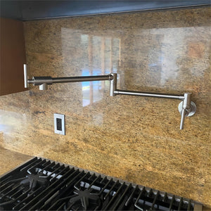 English Elm Pot Filler Wall Mount Brass Faucet with Swing Arm and Matte Black Finish for Kitchen T3177P277527