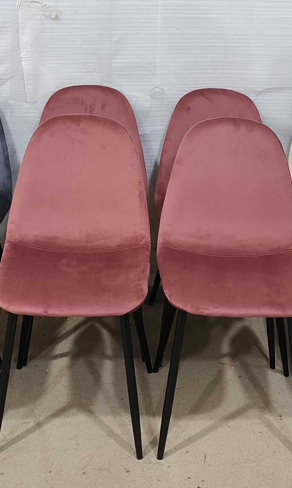 English Elm Dining Modern Velvet Upholstered Accent Chairs Set of 4 with Curved Ergonomic Back & Black Metal Legs Pink W2189P228664
