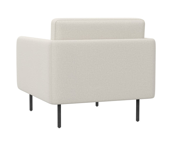 Sunpan Luella Armchair - Classic Mid-Century Design with Generously Cushioned Seating and Black Metal Legs Mina Ivory