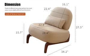 English Elm Cute Faux Leather Armless Accent Chair Solid Wood Legs Cushioned Seat Modern Cream W2105P440975