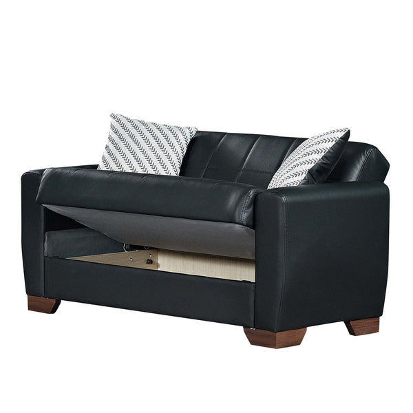 English Elm PrimeNest Nexaro Collection Upholstered Convertible Loveseat with Storage, PU Leather Sleeper Sofa Black PU B030P281700