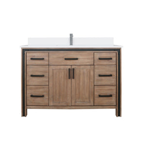 English Elm Rustic Barnwood Bath Vanity With Cultured Marble Top, Chrome Faucet - Stylish 48" Storage Solution B2731P260614-GIGA