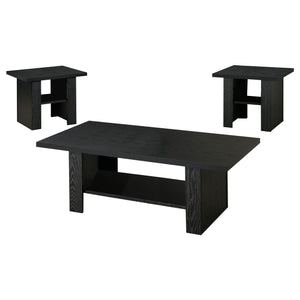 English Elm Salton Black Oak 3-Piece Engineered Wood Coffee Table Set with Lower Shelves, Modern Elegant Design B062P331088