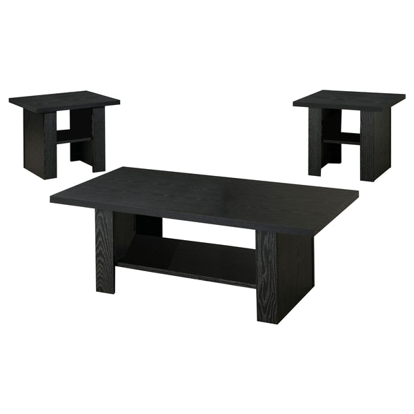English Elm Salton Black Oak 3-Piece Engineered Wood Coffee Table Set with Lower Shelves, Modern Elegant Design B062P331088