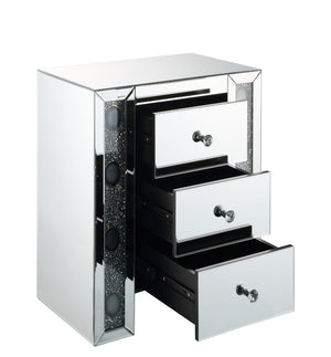 English Elm Sonia Mirrored Faux Agate 3 Drawer Glam Accent Table with Crystal Knob Hardware B2726P448756