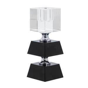 English Elm 2.4X2.4X5.9" Elegant Black And Clear Two-Tiered Square Candle Holder For Modern Home Décor Accents W2078P390744