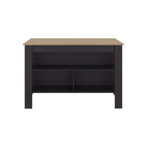 English Elm White Two-tone Oak Veneer Kitchen Island with Open Shelf for Modern Cooking Spaces B062P483742