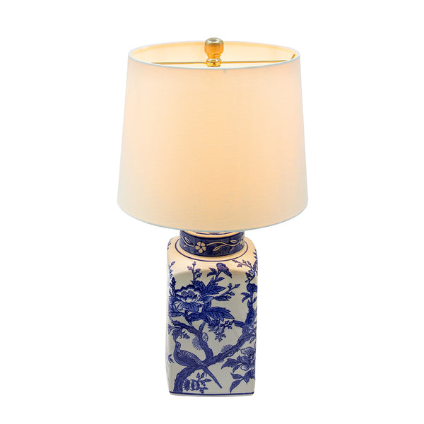 English Elm D13x25" Blue and White Ceramic Vase Lamp — 25" Porcelain Accent Lamp with Hand-Painted Blue Motif, Warm Glow and Statement Style (Home & Office) W2078P324058