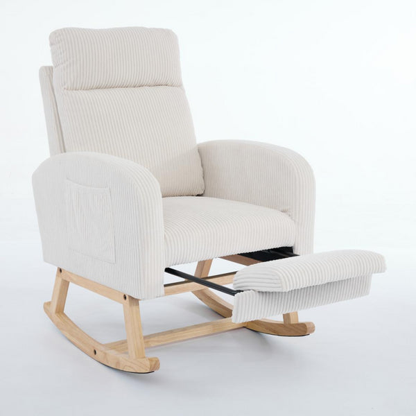 English Elm Modern Accent Rocking Chair - Stylish Glider Armchair With High Back, Side Pocket & Cozy Comfort W2725P276726