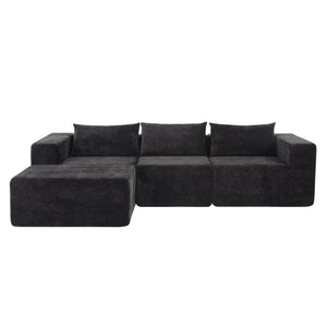 English Elm Christopher Knight Home® - 107" Compressed Sectional Sofas - Luxurious Modular Black Corduroy For Stylish, Cozy Living Spaces N771P346765H_N771P346766H