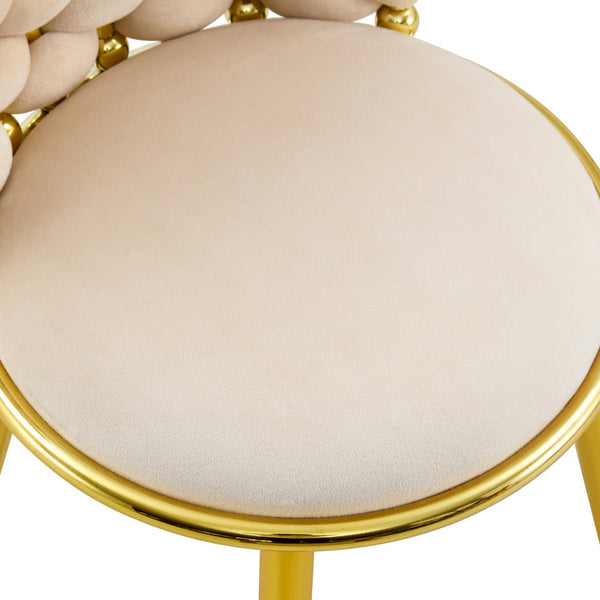 English Elm Set of 2 Velvet Dining Chairs with Braided Rope Backs and Glamorous Metal Legs Beige W3875P399190