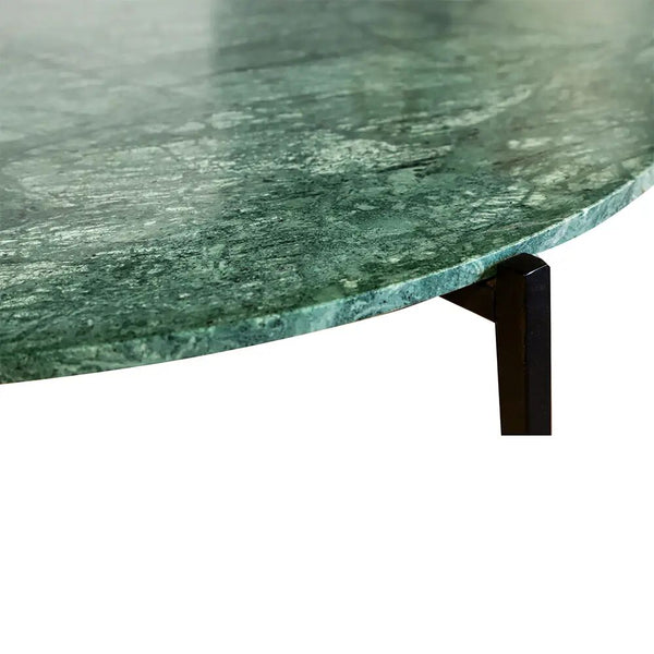 English Elm Green Marble Nesting Table With Sturdy Grey Metal Frame - Chic Space-Saving Design For Any Room B346P320749