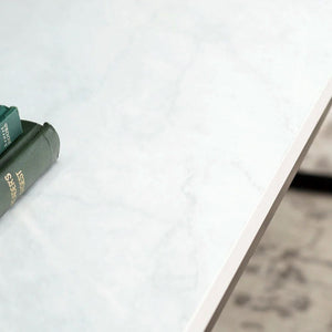 English Elm Walker Edison - Modern Faux Marble Open-Box Metal Frame Coffee Table – Sleek White Engineered Wood, Storage & Style B185P244115