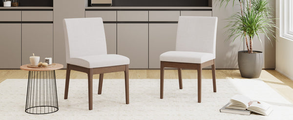 English Elm Set of 2 Upholstered Dining Chairs Rubberwood Legs Minimalist Modern Seating N759P288155K
