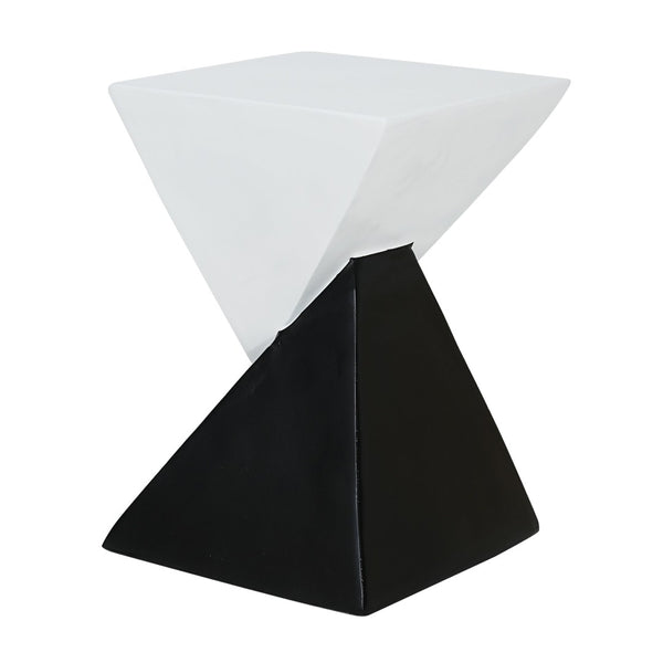 English Elm Modern Mgo Geometric Side Table Sculptural Two Tone Art Piece for Patio or Living Room N770P341402M