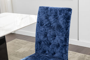 English Elm Set of 2 Modern Dining Chairs with Plush Velvet Tufting, Sturdy Steel Legs, Ergonomic S-Shaped Springs Blue D772095825