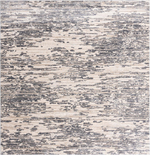 Unique Loom Oasis Water Machine Made Abstract Rug Gray, Ivory/Beige/Blue/Navy Blue 7' 0" x 7' 0"