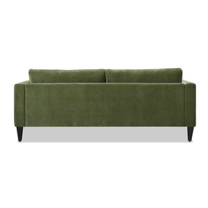 English Elm Jennifer Taylor Home - Nicholi 84" Mid-Century Sofa in Olive Performance Velvet — Handbuilt Solid Hardwood Frame, Durable Comfort B2719P238300