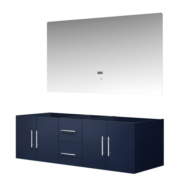 English Elm Navy Blue Double Bath Vanity With 60 In. Led Mirror - Stylish Storage Solution For Modern Bathrooms B2731S00500