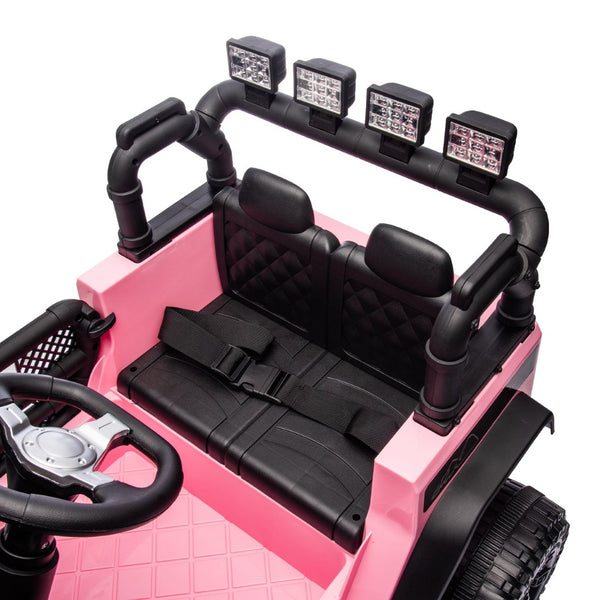 English Elm 24v Kids Electric Ride on Car with Parental Remote Dual Motors and Four Wheel Suspension Pink W1578P208320