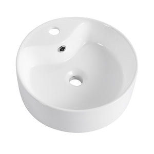 English Elm Ceramic Above-Counter Bathroom Sink Basin - Elegant Glossy White Design For Modern Spaces W999P363287