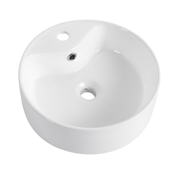 English Elm Ceramic Above-Counter Bathroom Sink Basin - Elegant Glossy White Design For Modern Spaces W999P363287