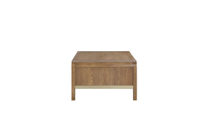 English Elm Waterfall Solid Wood Cocktail Table with Elm Veneer, Waterfall Sides & Metal Accents for Modern Living Room Light Brown 54 L x 32 W x 9 H B2699P238773