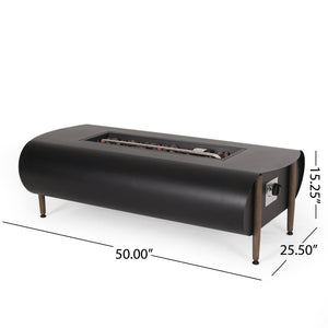 English Elm Christopher Knight Home® - VERNON Rectangle Fire Pit 50,000BTU Dark Gray Iron 54.25x29.75x15.5 Outdoor Patio Heater Gatherers 68494.00DGRY-50K