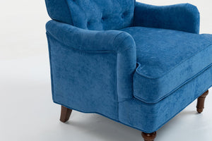 English Elm Accent Light Blue Chenille Club Chair with Ergonomic Curved Back, Removable Cushions, 300lb Capacity W3042P390762